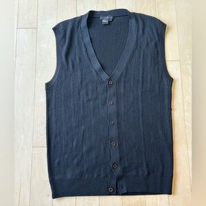 Tulliano Men’s Silk & Cotton Back Knit V-Neck Button Sweater Vest Size Large
